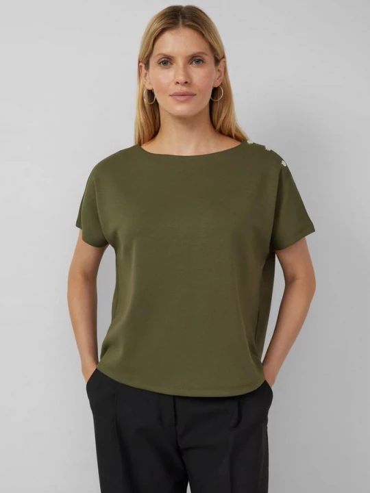 Foto van product Elastisch tricot shirt met decoratieve knoopsluiting s.Oliver olijfgroen