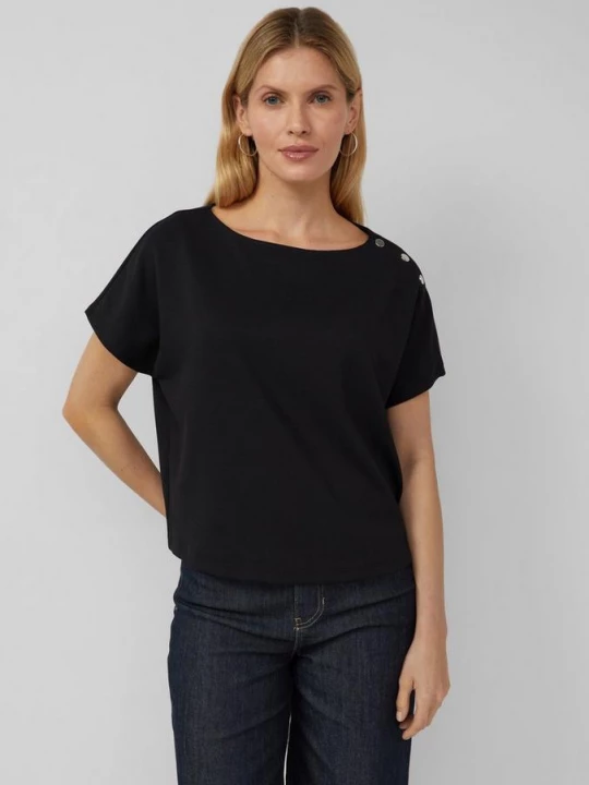 Foto van product Elastisch tricot shirt met decoratieve knoopsluiting s.Oliver zwart