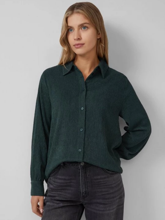 Foto van product Elastische gestructureerde blouse met rimpels op de rug s.Oliver petrol