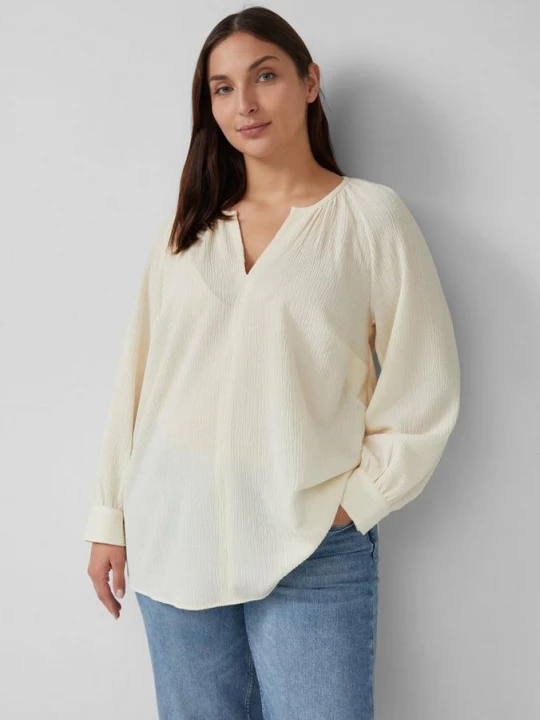 Foto van product Elastische gestructureerde blouse met wijde mouwen s.Oliver beżowy