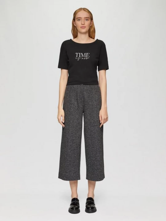 Foto van product Elegante culottes met elastische tailleband en visgraatstructuur s.Oliver zwart