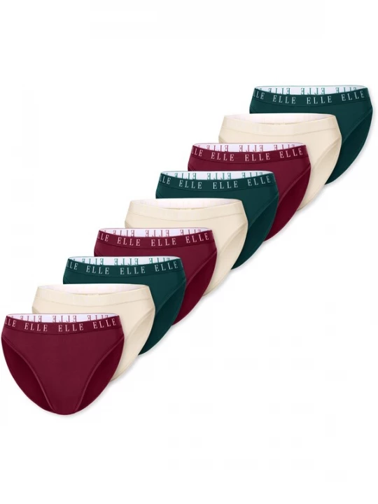 Foto van product ELLE Slip ' High Leg Logo ' crème / donkergroen / bordeaux