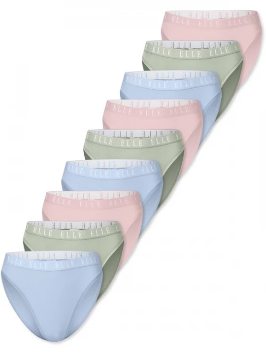 Foto van product ELLE Slip ' High Leg Logo ' lichtblauw / kaki / rosa