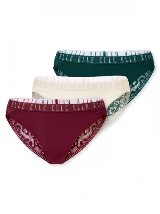 Foto van product ELLE Slip ' Lace ' crème / donkergroen / bordeaux