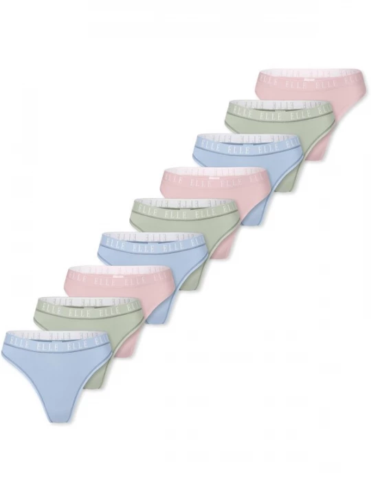 Foto van product ELLE String ' Logo ' lichtblauw / kaki / lichtroze