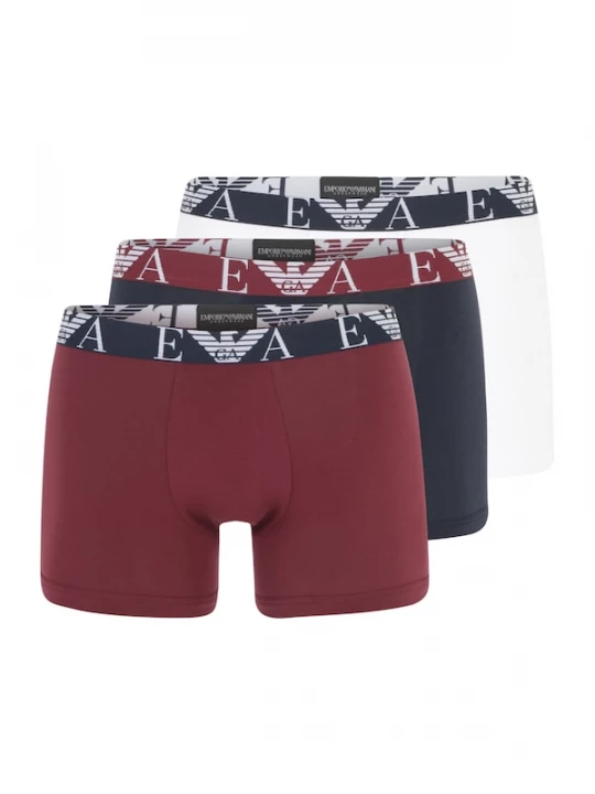 Foto van product Emporio Armani Boxershorts navy / wijnrood / wit