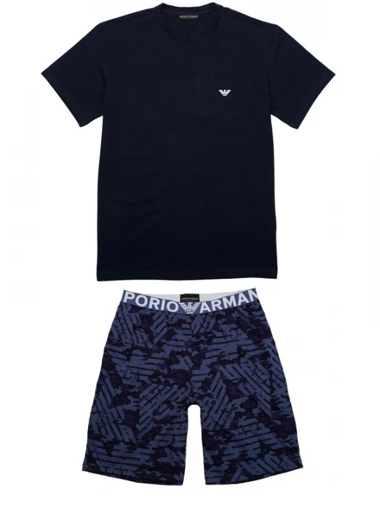 Foto van product Emporio Armani Pyjama kort donkerblauw / zwart / wit