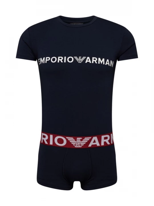 Foto van product Emporio Armani Pyjama kort navy / donkerrood / wit