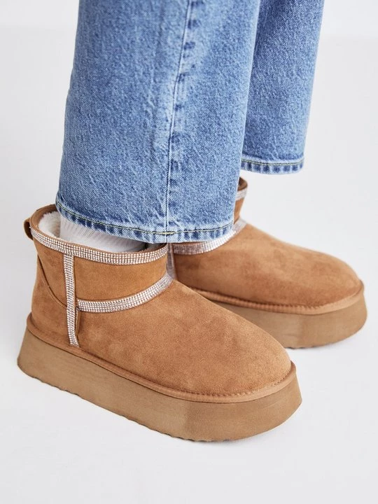 Foto van product Enkellaarsjes met plateauzool Steve Madden tan