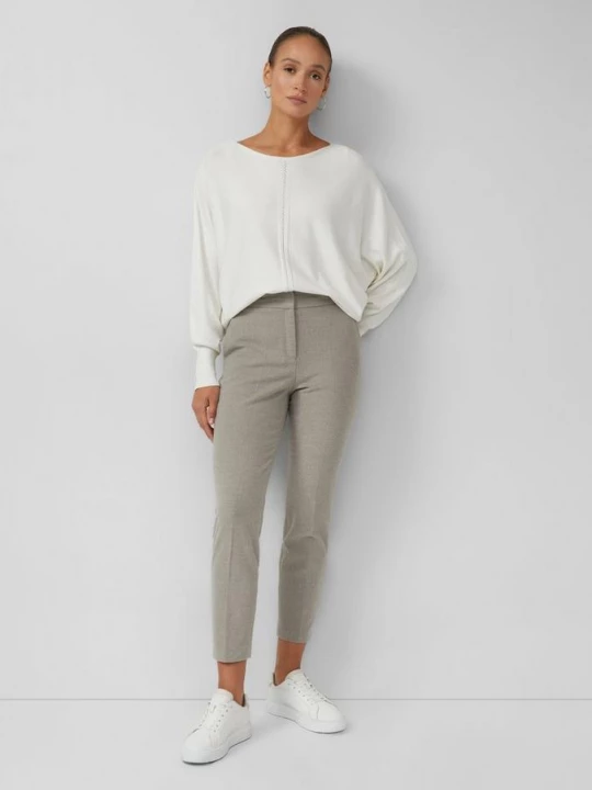 Foto van product Enkellange flanellen broek met plooi en elastische tailleband s.Oliver beżowy