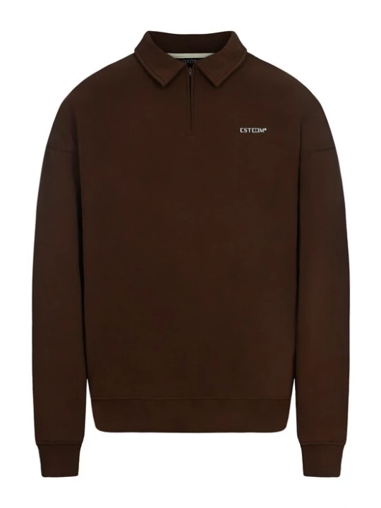 Foto van product ESTEEM Sweatshirt ' Essential Oversized Halfzip ' bruin