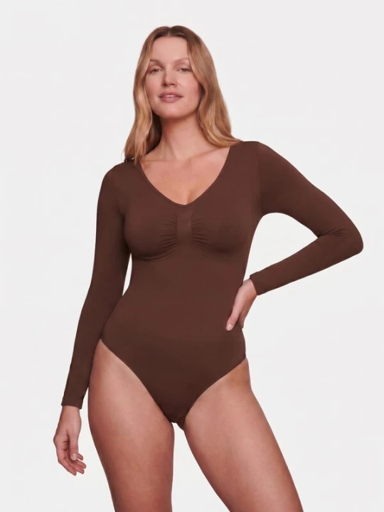Foto van product ESTRELL Shapingbody 'Sculpting Shapewear Thong Body – Longsleeve' bruin