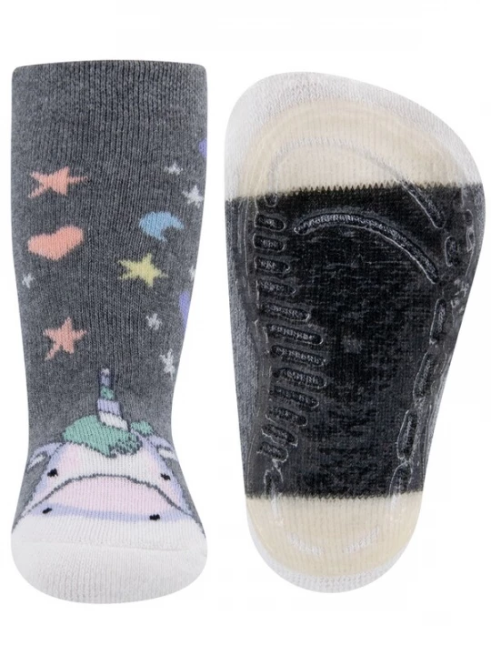 Foto van product EWERS Sokken 'Einhorn' antraciet / lichtgrijs / pastellila / pastelroze