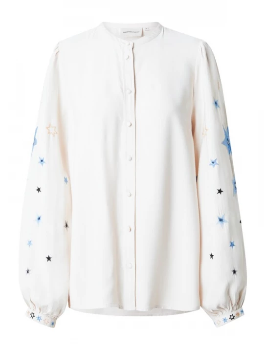 Foto van product Fabienne Chapot Blouse 'Harry' smoky blue / nachtblauw / lichtbruin / offwhite