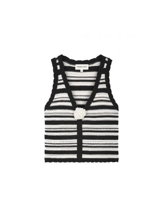 Foto van product Fabienne Chapot Gebreide bodywarmer zwart / wit