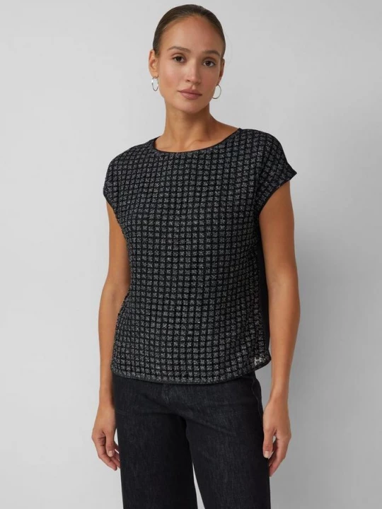 Foto van product Fabricmix blouse met bateau halslijn en glittergaren s.Oliver zwart