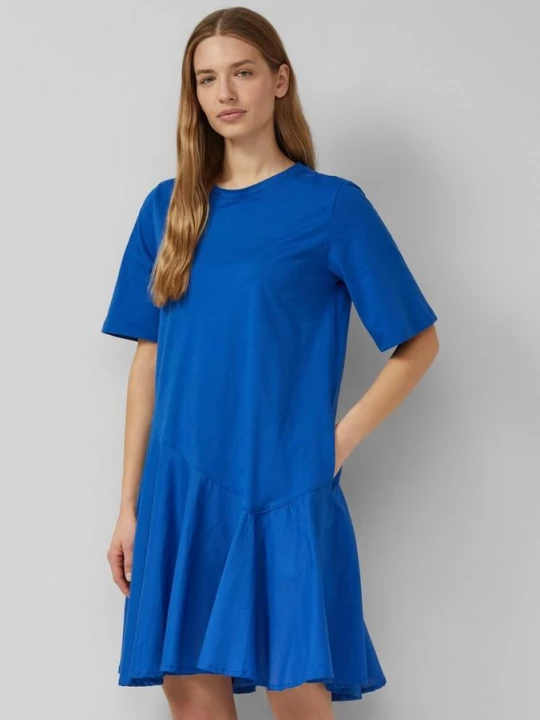 Foto van product Fabricmix jurk met asymmetrische naad s.Oliver blauw