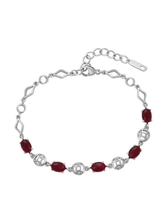 Foto van product faina Armband bordeaux / zilver