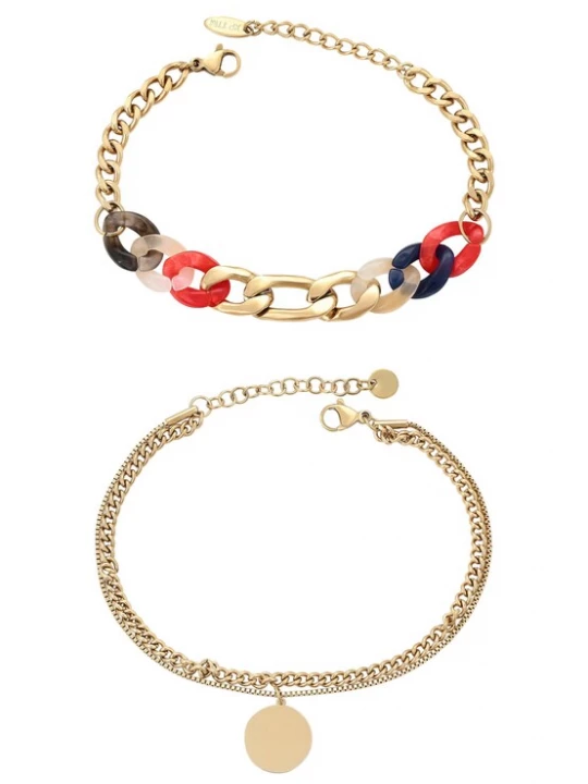 Foto van product faina Armband donkerblauw / goud / rood / transparant