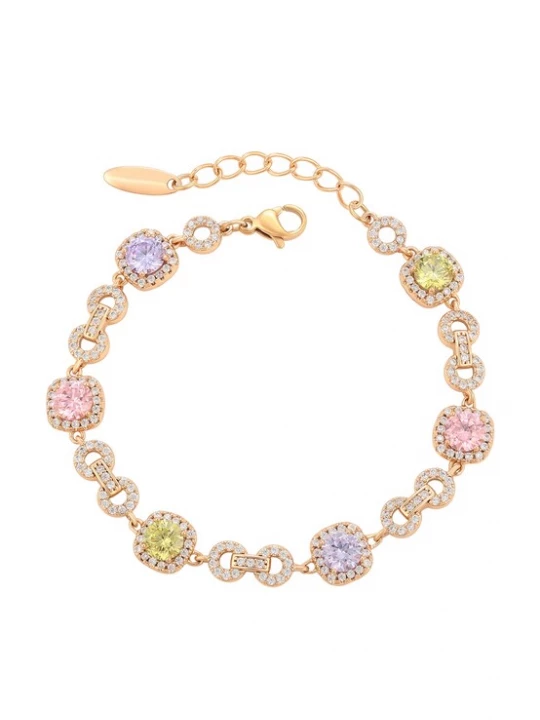 Foto van product faina Armband goud / lichtgroen / rosa / transparant