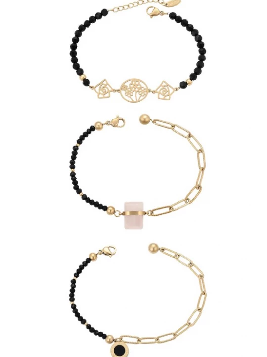 Foto van product faina Armband goud / pastelroze / zwart