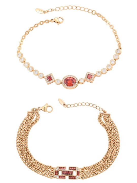 Foto van product faina Armband goud / robijnrood