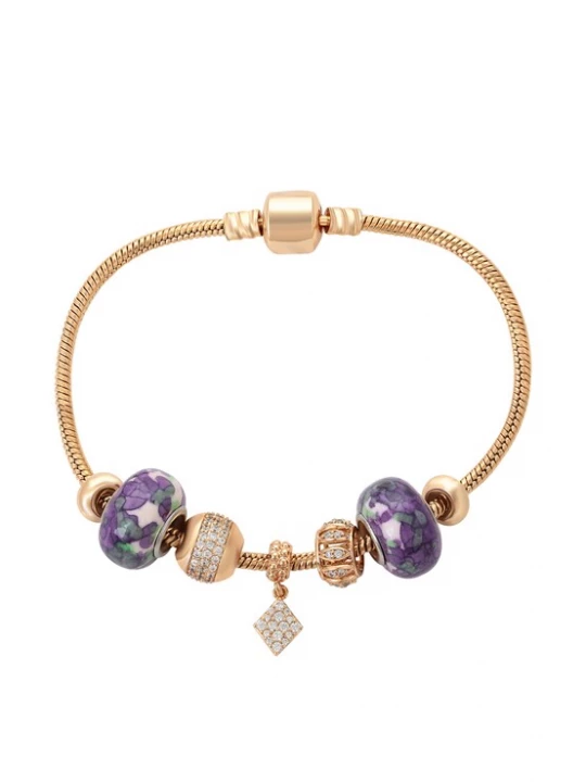 Foto van product faina Armband rose-goud / jade groen / donkerlila / transparant