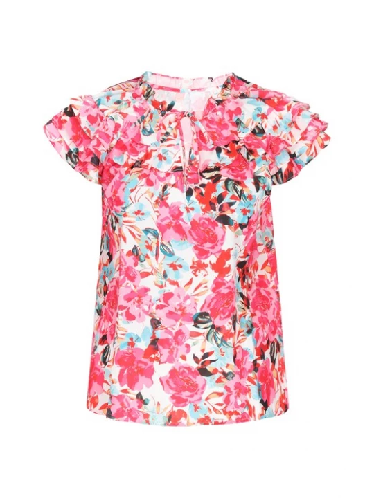Foto van product faina Blouse aqua / lichtroze / lichtrood / wit
