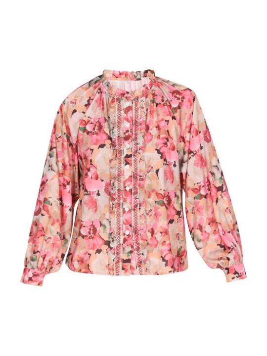 Foto van product faina Blouse beige / groen / rosa / zwart