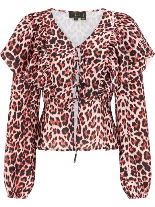 Foto van product faina Blouse beige / roestrood / zwart