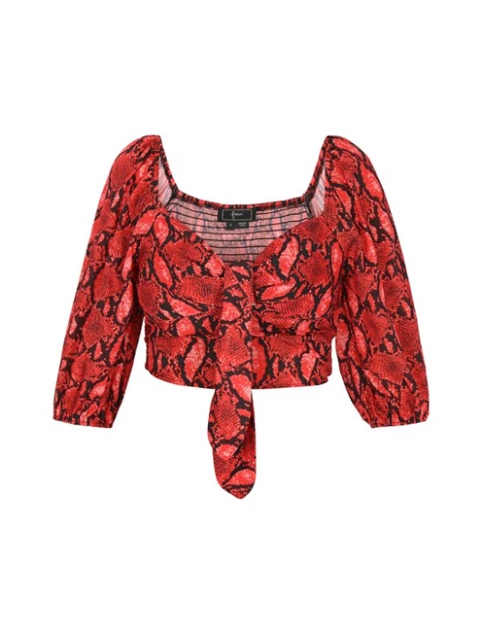 Foto van product faina Blouse turquoise / rood
