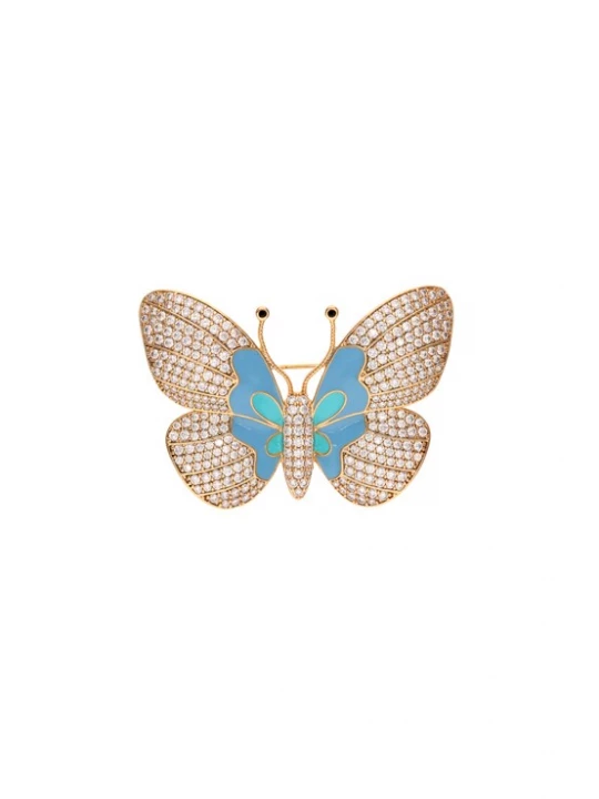 Foto van product NAEMI Broche turquoise / lichtblauw / goud / transparant