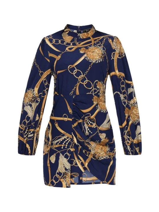 Foto van product faina Cocktailjurk lichtbeige / navy / karamel / pueblo