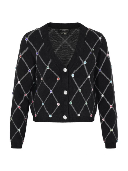 Foto van product faina Gebreid vest blauw / lichtgrijs / zwart / zilver