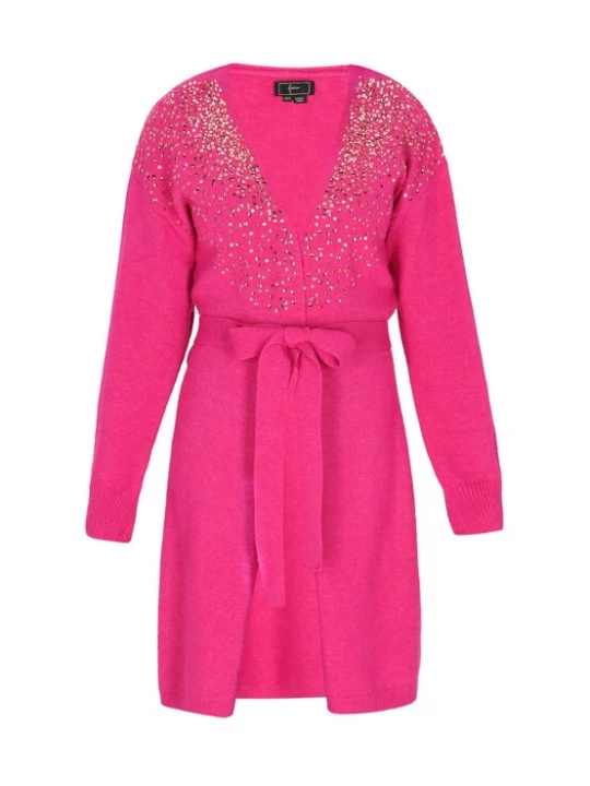 Foto van product faina Gebreid vest brons / fuchsia
