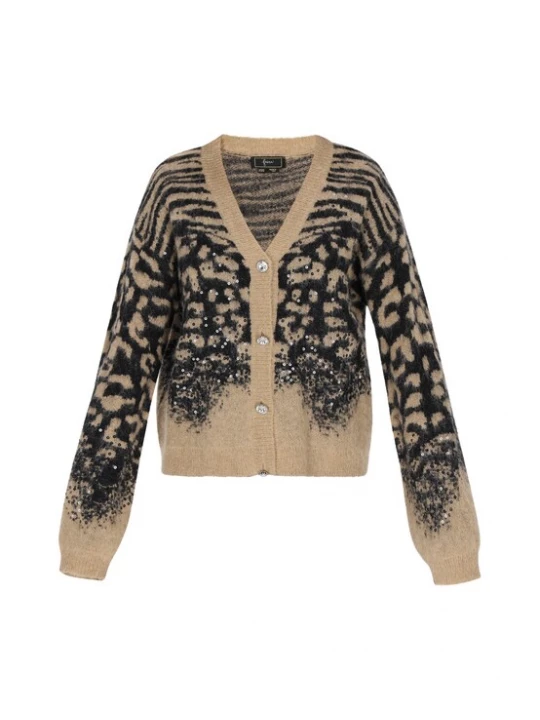 Foto van product faina Gebreid vest camel / zwart