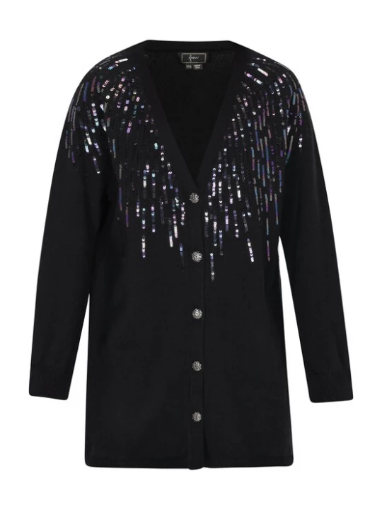 Foto van product faina Gebreid vest donkerblauw / donkerlila / zwart / zilver