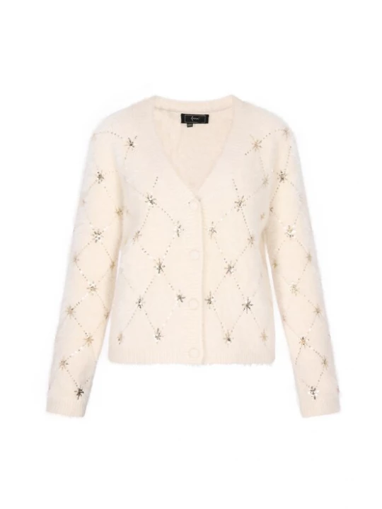 Foto van product faina Gebreid vest goud / wolwit