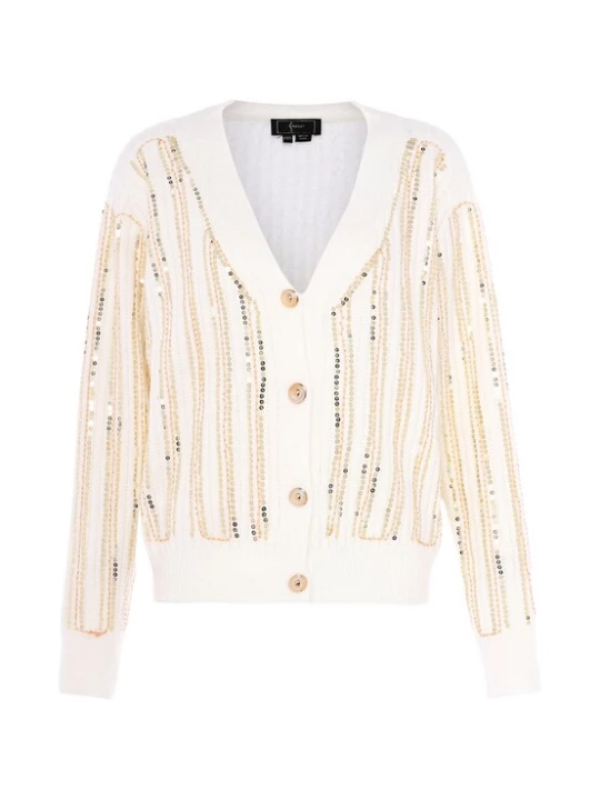 Foto van product faina Gebreid vest goud / wolwit