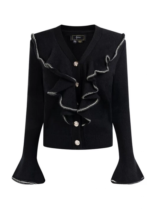 Foto van product faina Gebreid vest 'Koosh' zwart / wit