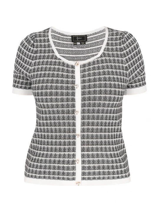 Foto van product faina Gebreid vest lichtgrijs / zwart / wit