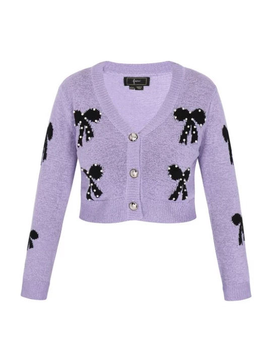 Foto van product faina Gebreid vest lila / zwart / parelwit