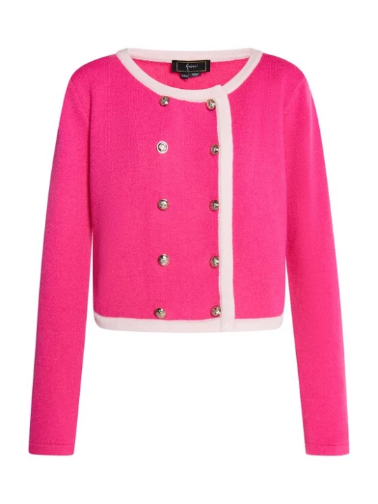 Foto van product faina Gebreid vest neonroze / wit