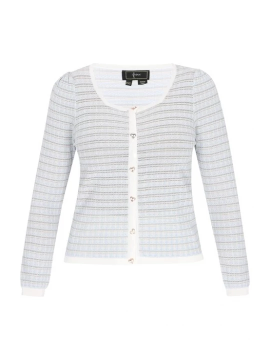 Foto van product faina Gebreid vest pastelblauw / grijs / wit