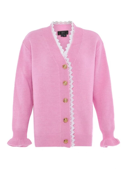 Foto van product faina Gebreid vest pink / wit