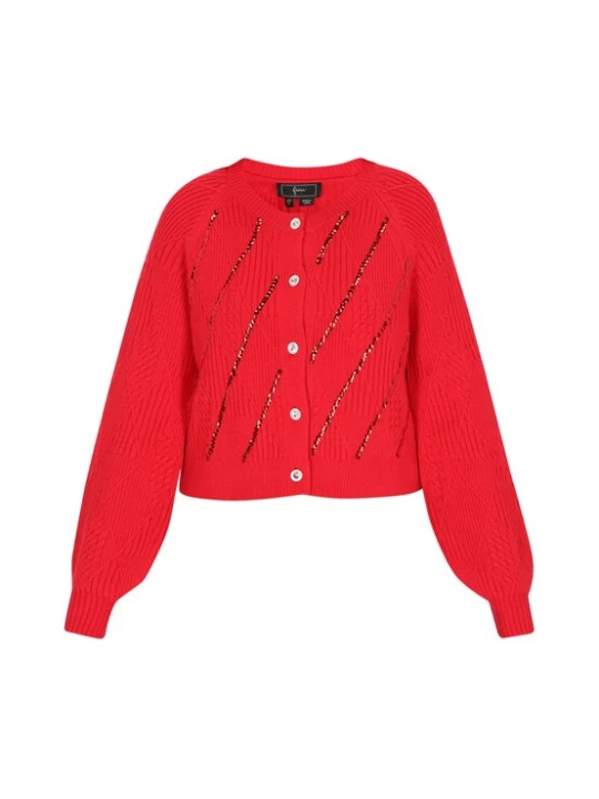 Foto van product faina Gebreid vest rood / zilver