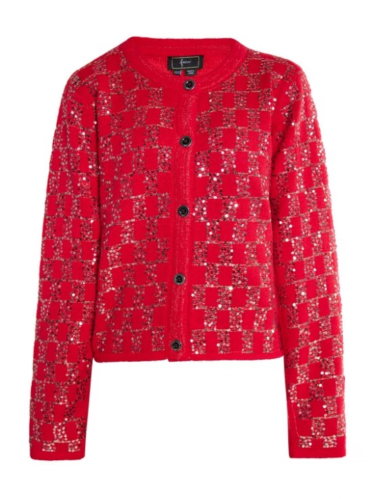 Foto van product faina Gebreid vest rood / zilver