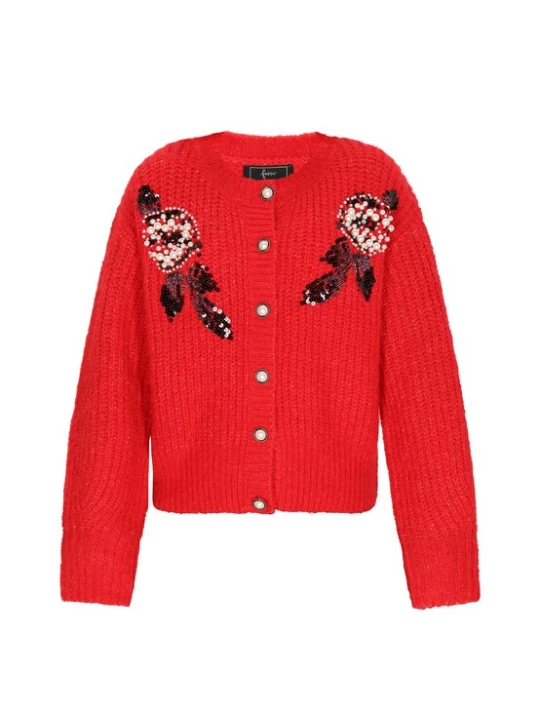 Foto van product faina Gebreid vest rood / zwart