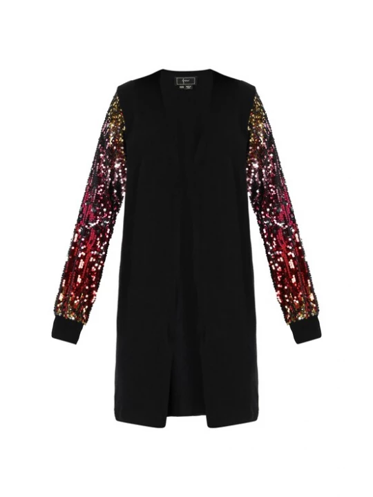 Foto van product faina Gebreid vest rood / zwart / transparant