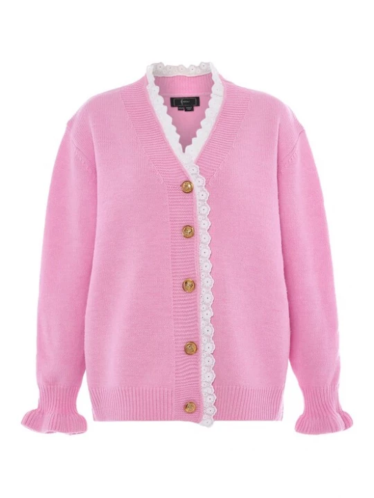 Foto van product faina Gebreid vest rosa / wit